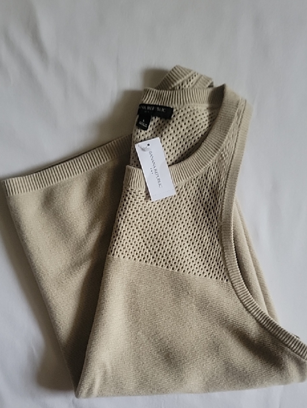 Womens Banana Republic Sleeveless Cotton Top,new/tags, Large, Beige